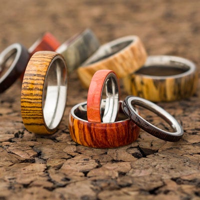 Metal ring with deals wood inlay